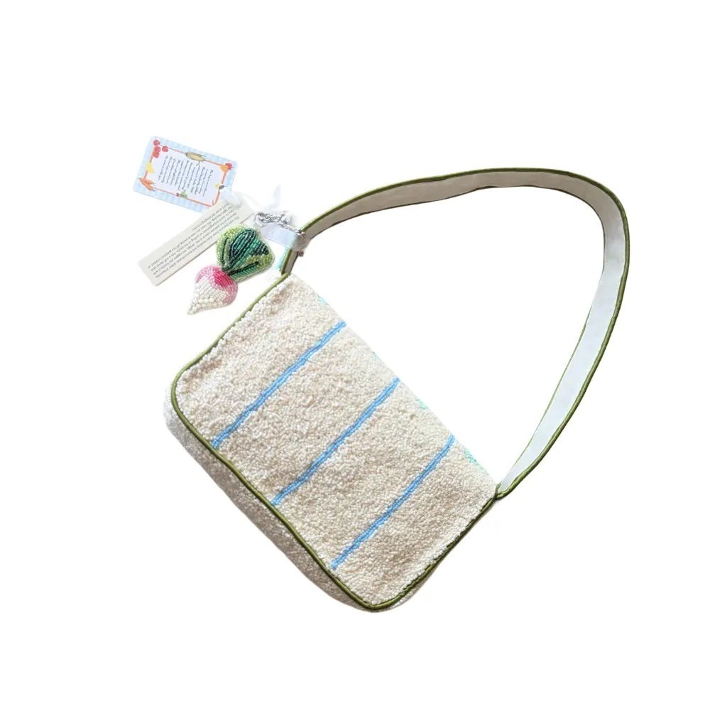 Handcrafted In India Viral Beaded Radish Shoulder Bag with Charm NWT - Picture 3 of 9